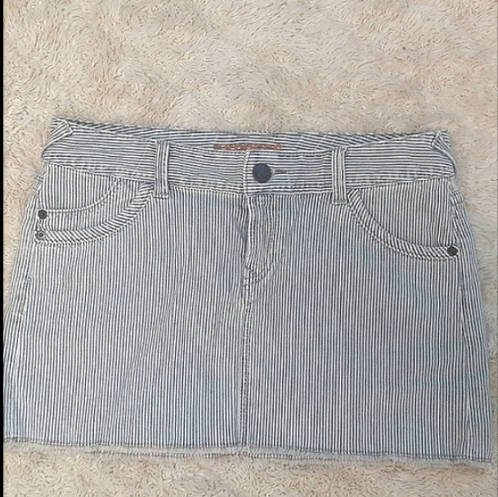 Express Nautical Fisherman Preppy Striped Jean Skirt